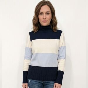 French Connection Striped Navy and White Women's Everyday Casual Sweater Sz M-L
